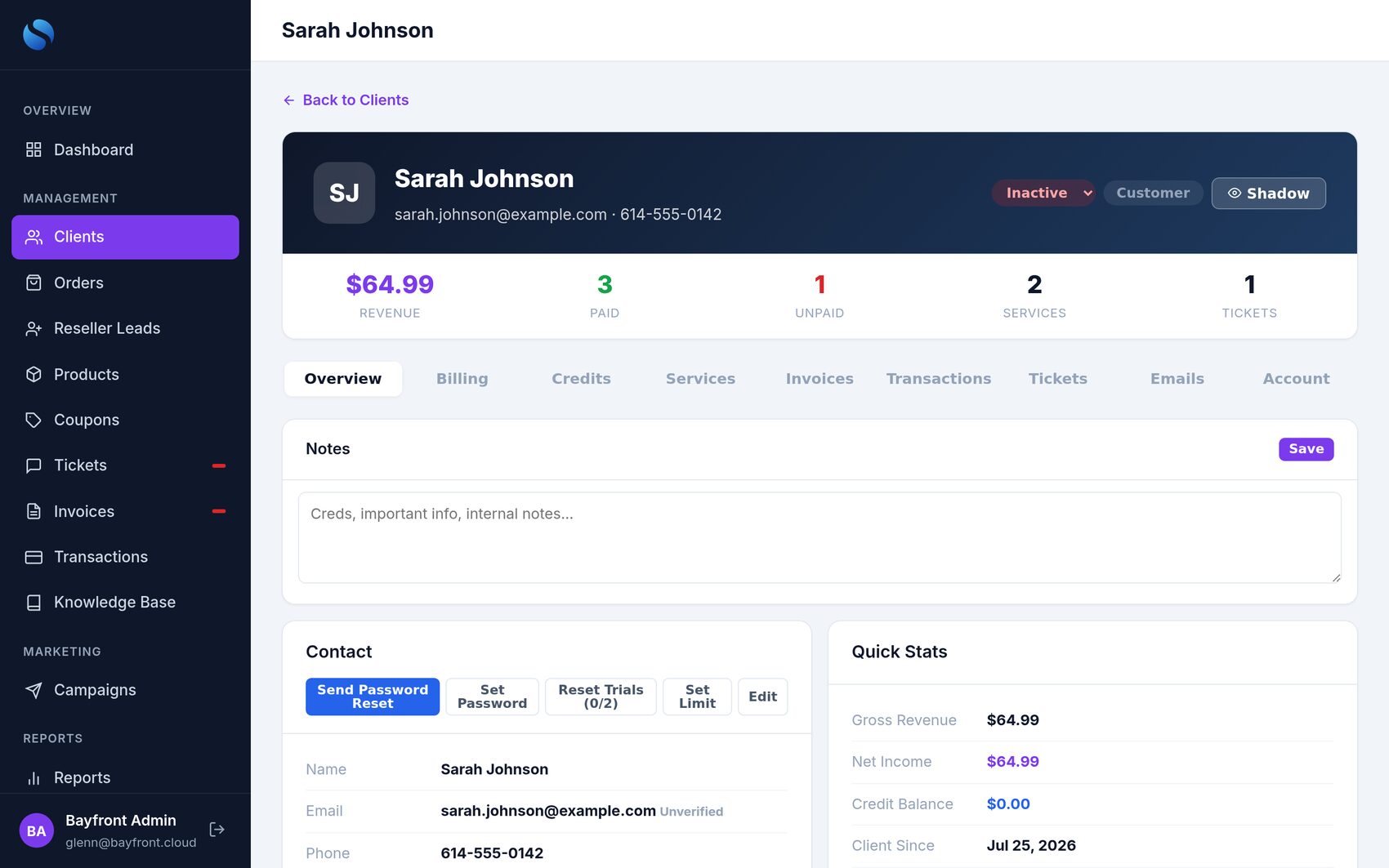 Client page